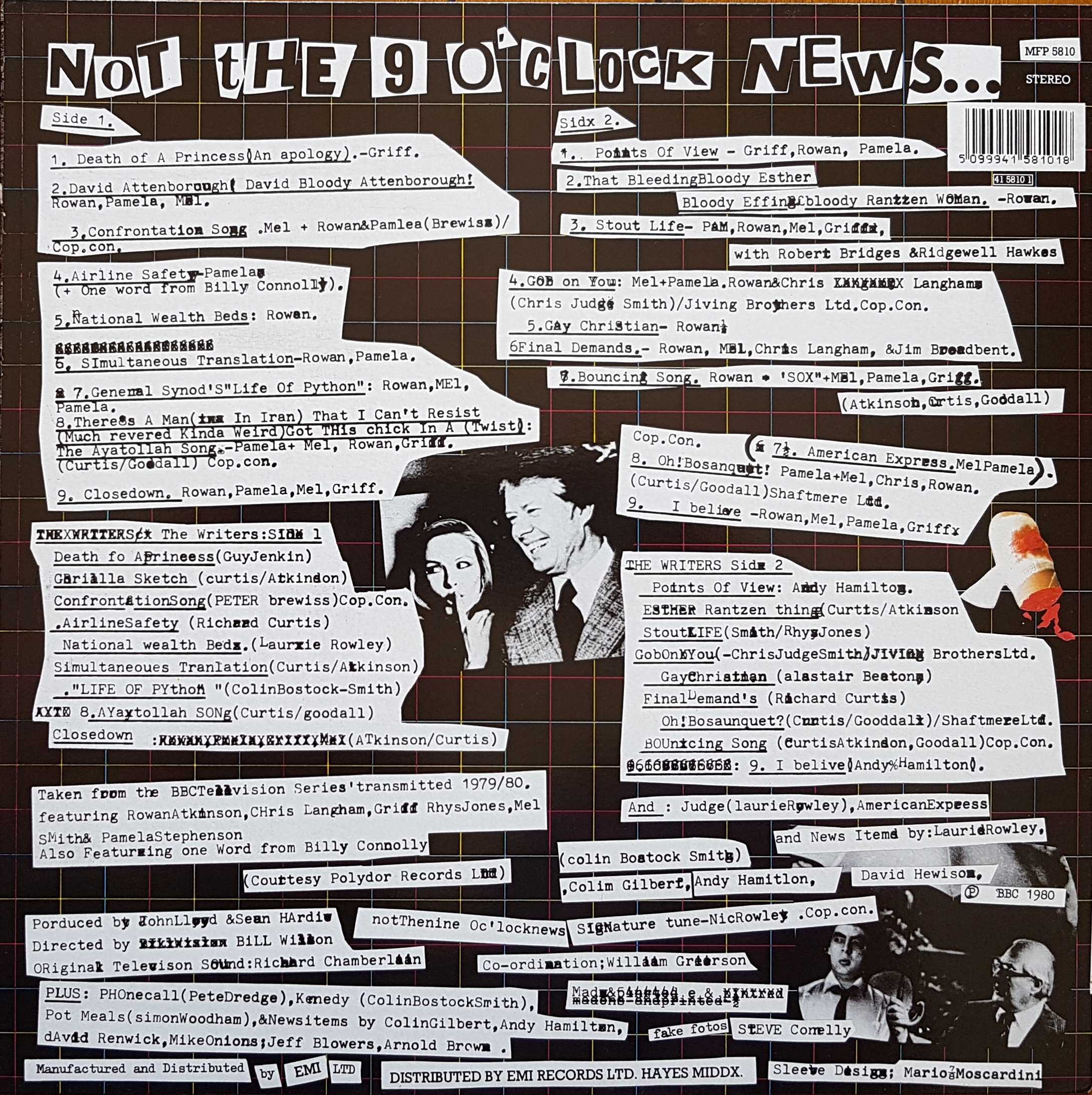 Picture of MFP 5810 Not the nine o'clock news by artist Rowan Atkinson, Griff Rhys Jones, Mel Smith and Pamela Stephenson from the BBC records and Tapes library